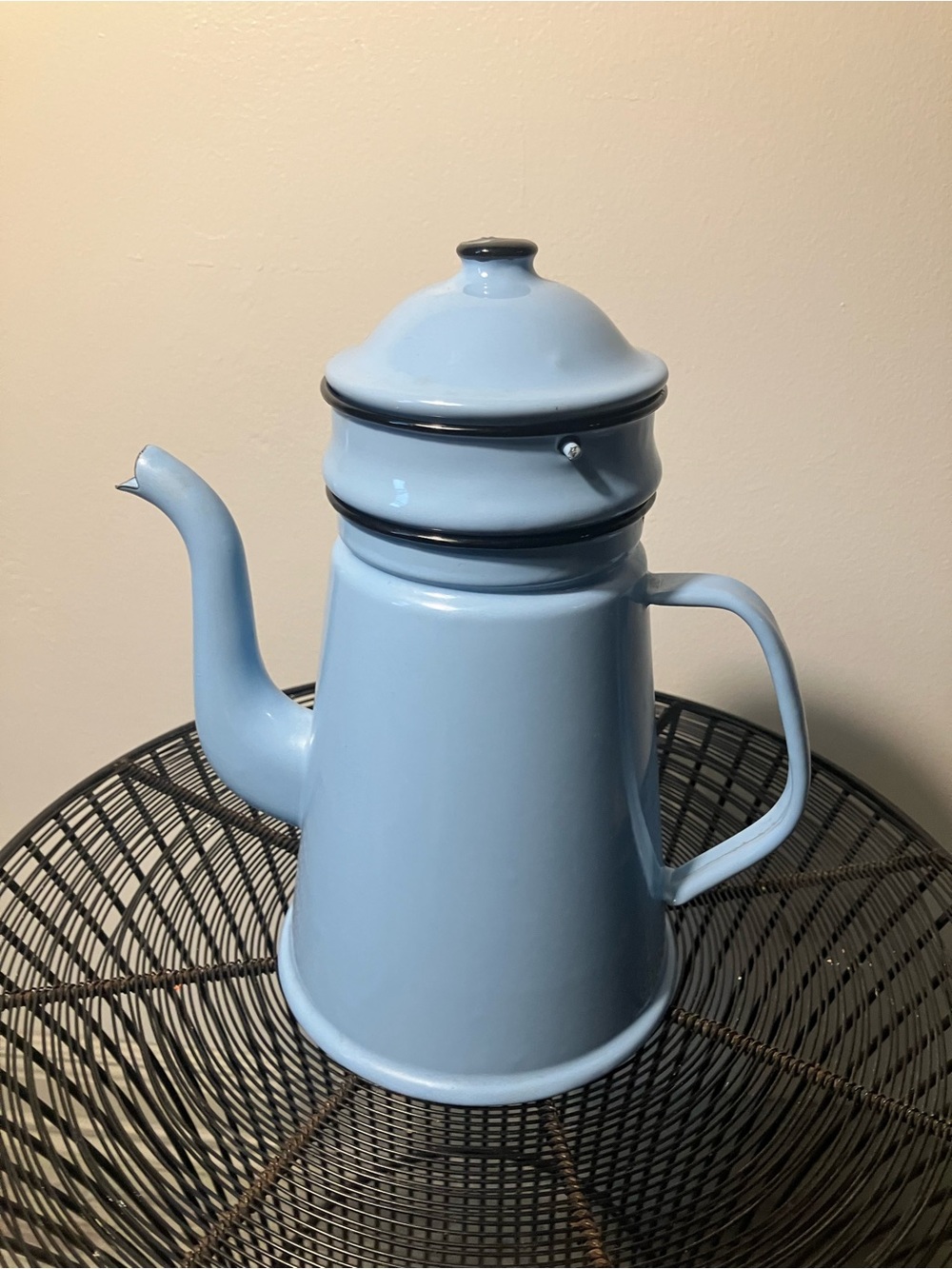 MCM VTG Danish Enamel Teapot Coffee Pot by Glud & Marstrand Denmark Powder Blue